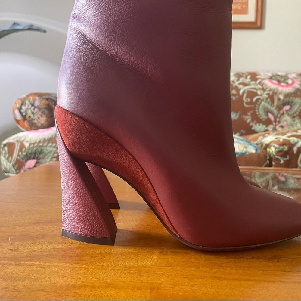 Salvatore Ferragamo Women's Antea Burgundy Leather Suede Knee High Boots size 9 - Picture 8 of 16